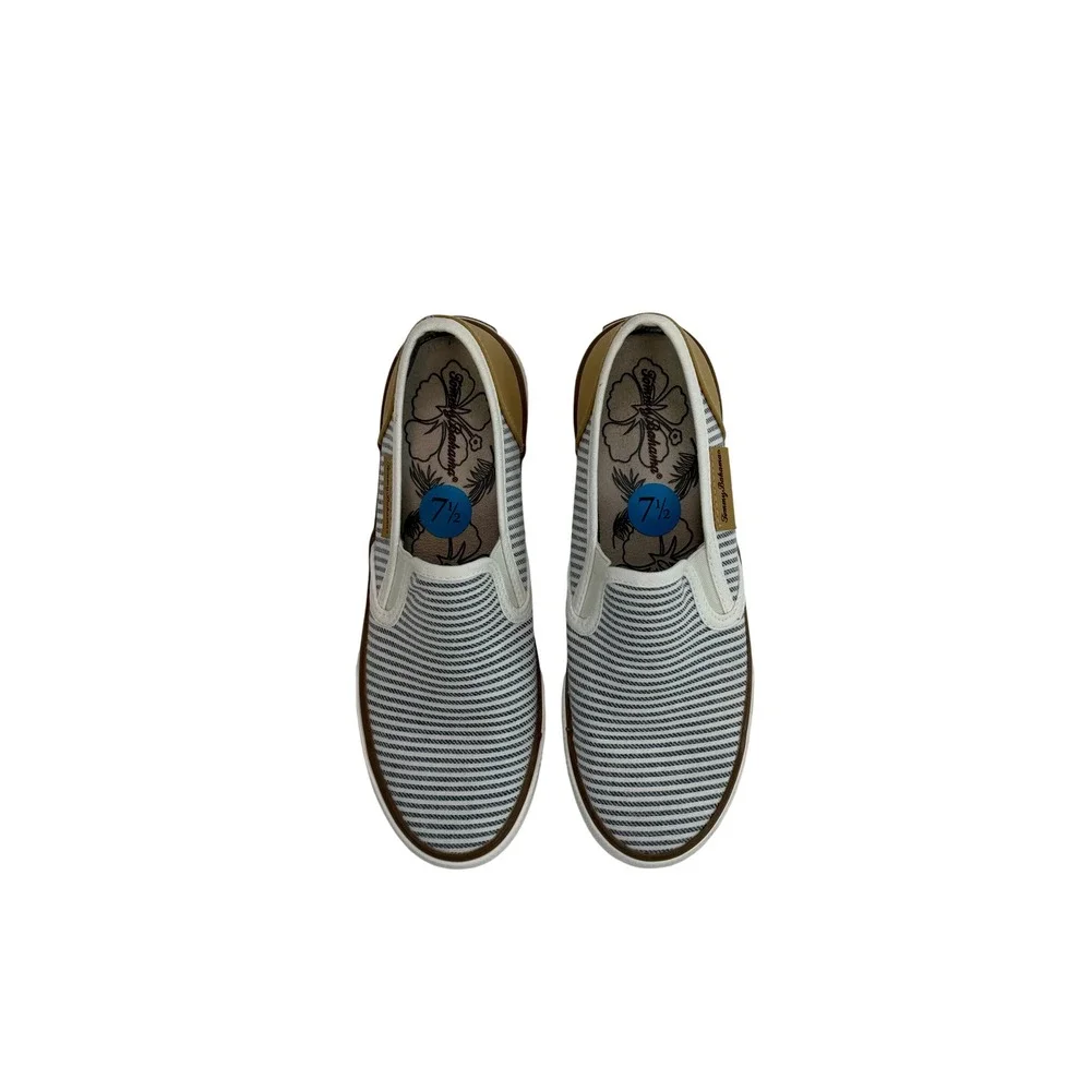 Tommy Bahama Blue White Striped Canvas Slip On Shoes Sneakers - Women's Size 7.5